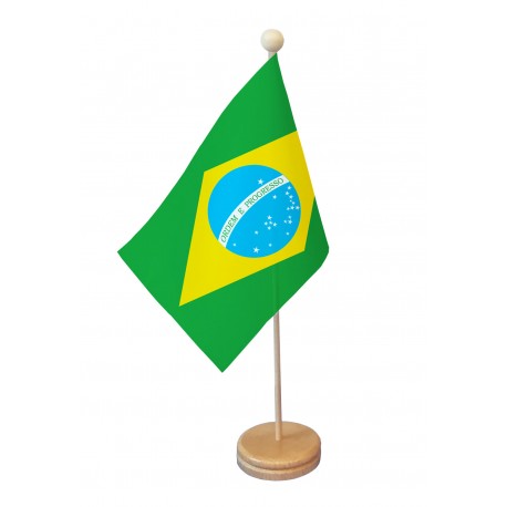 Drapeau de table Brésil socle bois