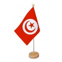 Drapeau de table Tunisie socle bois